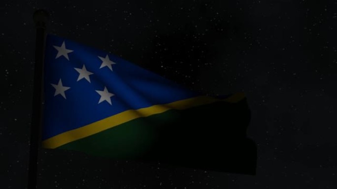 夜间动画无缝循环国旗-所罗门群岛