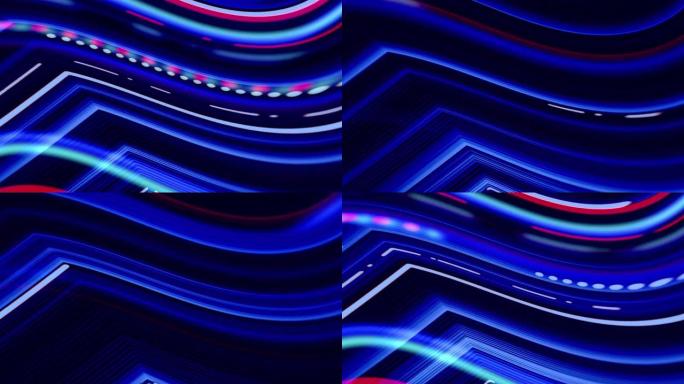 抽象发光数据线转弯技术背景-霓虹色