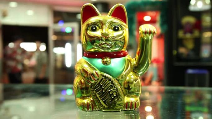 幸运的中国猫挥舞着爪子