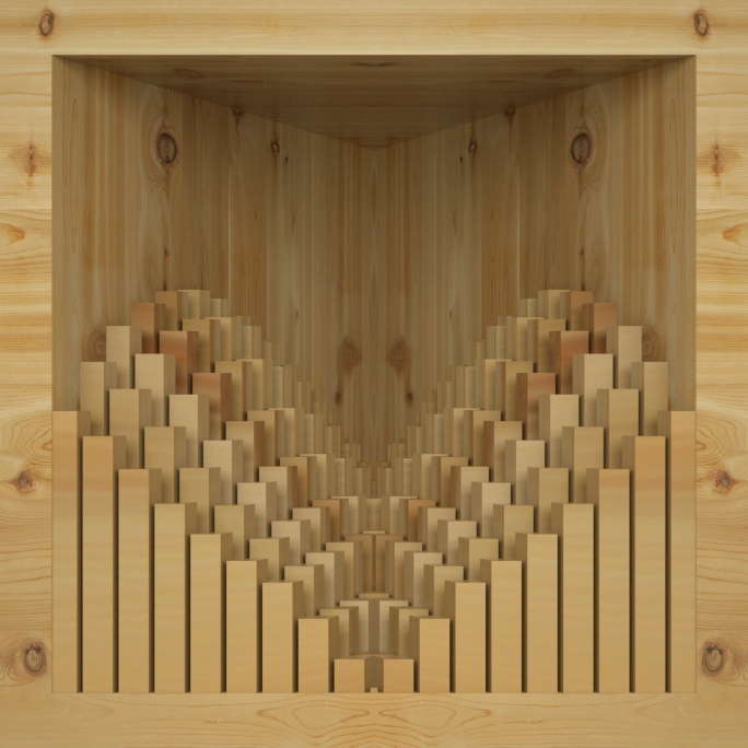 【裸眼3D】原木木纹空间几何方柱矩阵波形