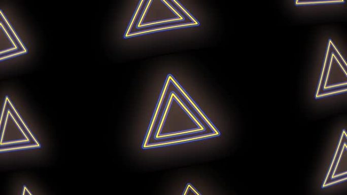 霓虹黄色发光二极管灯三角形图标图案
