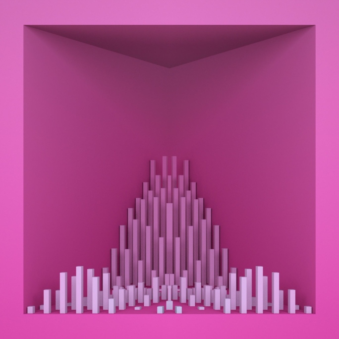 【裸眼3D】粉色线条方柱几何立体艺术空间