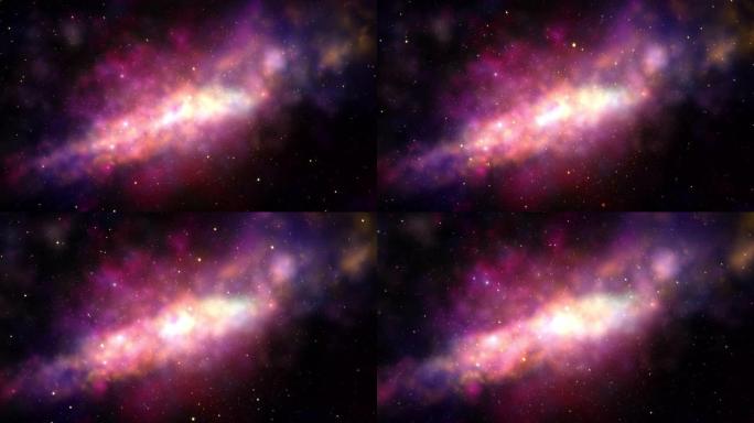 爆裂星系，电辉太空光，太空星云背景，太空中的恒星通过太空中的尘埃，云和外太空中的恒星场。
