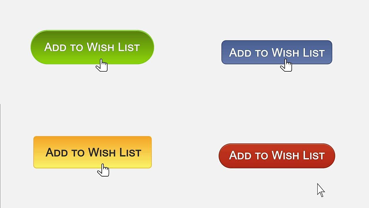 添加到愿望列表网页界面按钮用鼠标点击，不同的颜色选择