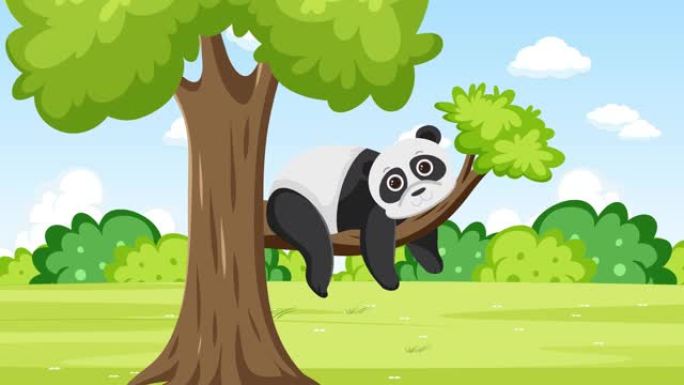 树枝上的动画熊猫