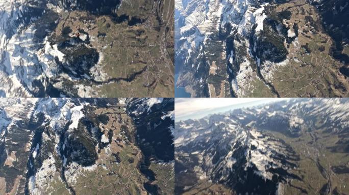 自由落体跳线在瑞士山区景观上翱翔