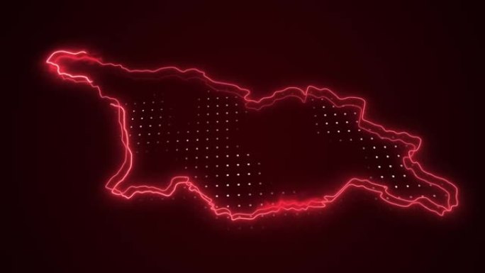霓虹红色乔治亚地图边界轮廓循环背景