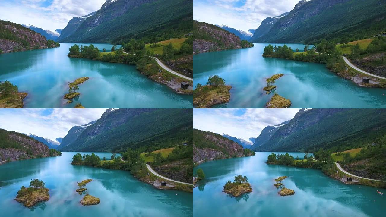 lovatnet湖美丽的自然挪威。