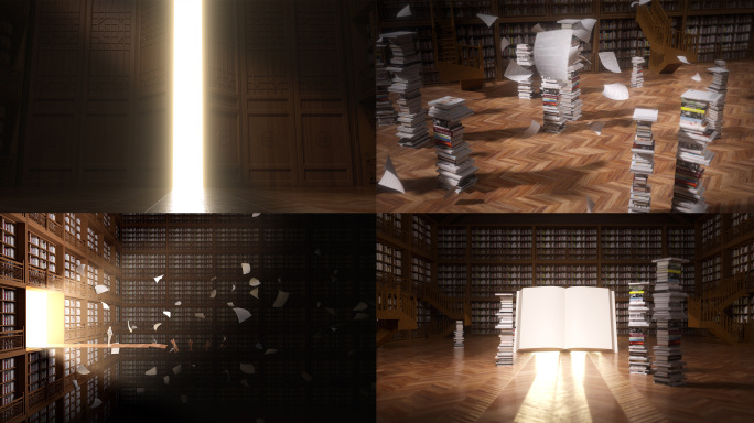 图书馆书海文化书架创意片头AE+C4D