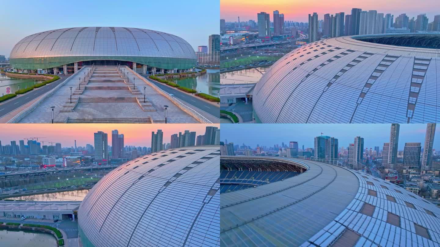 体育馆航拍体育天津奥林匹克中心奥体