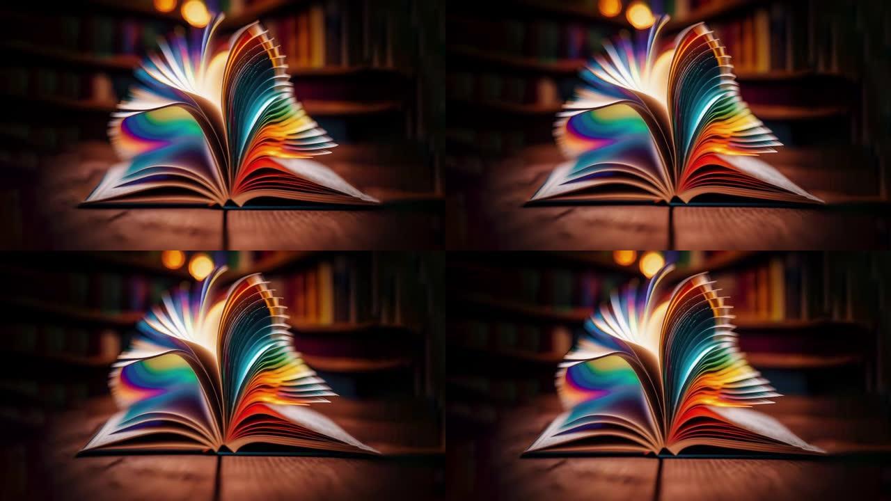 释放想象力: 一本打开页面的魔法书等待着您的故事或插图，无缝循环