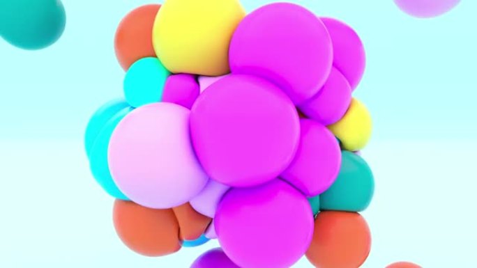 彩色软球球碰撞介绍简约图形4k
