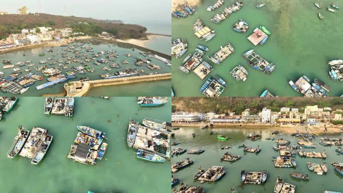 广西涠洲岛水上人家实景航拍