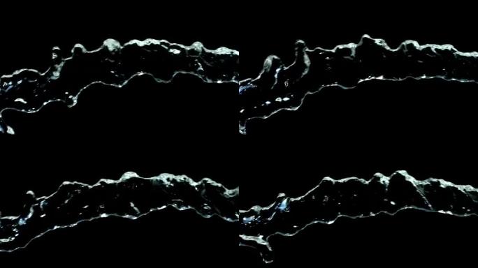 黑色背景上的水流，慢动作