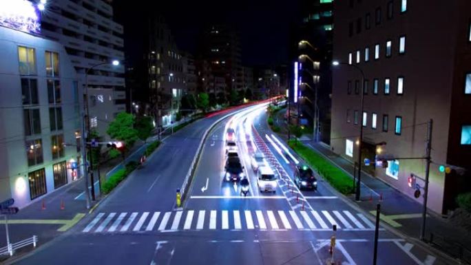 东京山手大道交通拥堵的夜晚时光倒流