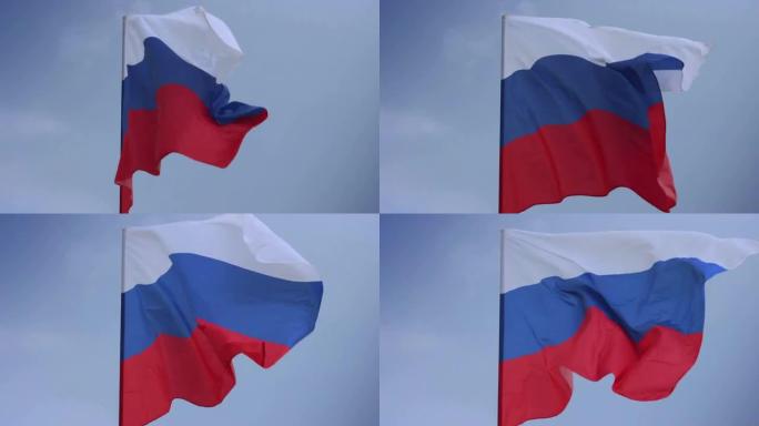 旗杆上悬挂着俄罗斯国旗。俄罗斯联邦国家
