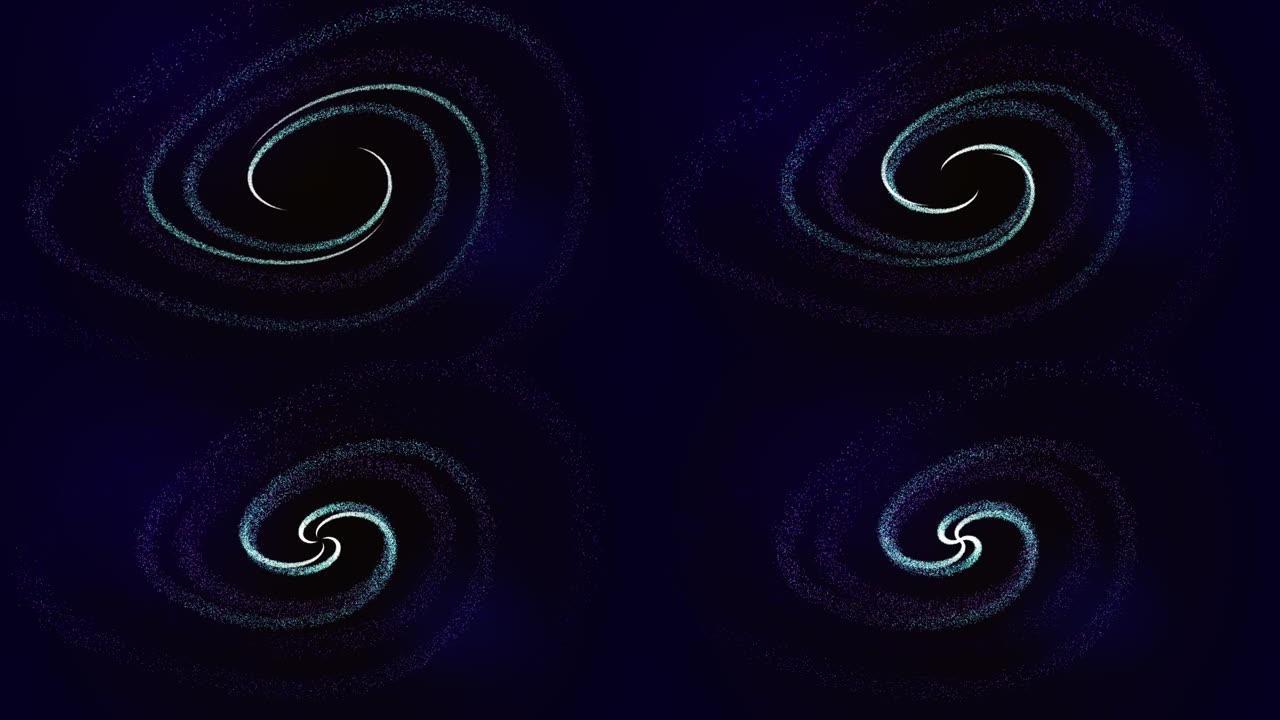 中间动画中的两个粒子绕行合并