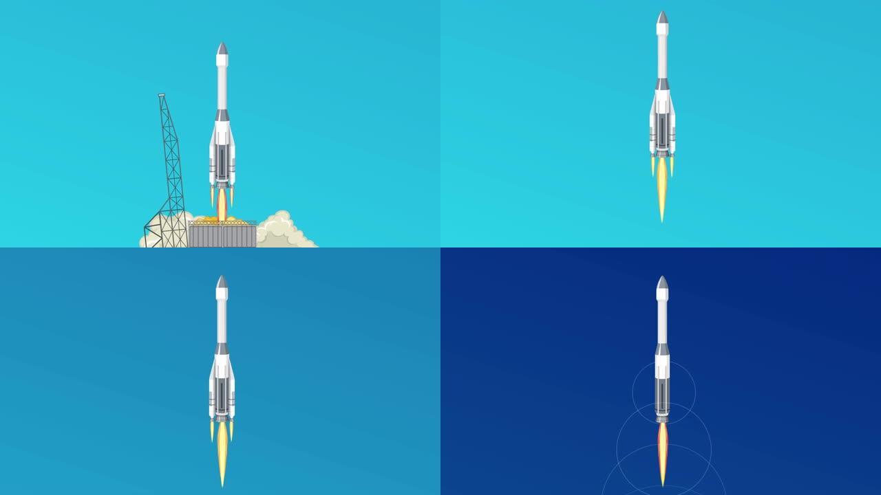火箭发射到太空的动画