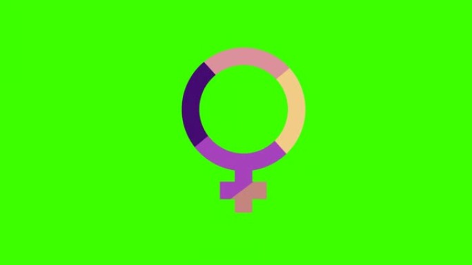 女性性爱符号图标绿屏动画。女性性别图标，女性标志，女性图标。金星符号。