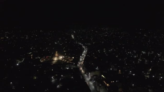 尼泊尔布达佛塔夜航拍加德满都下降日志-世界遗产