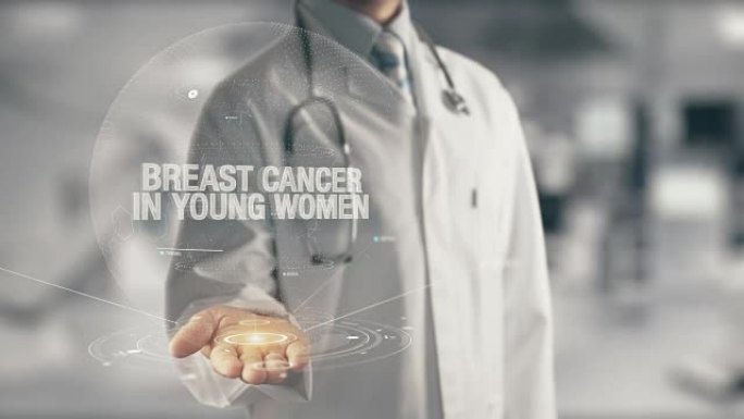 医生手握乳腺癌在年轻女性