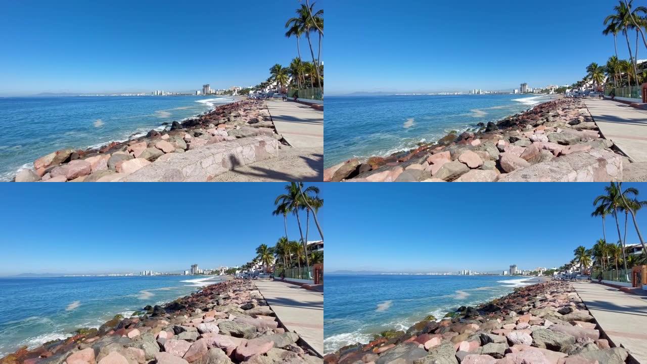 墨西哥哈利斯科州巴亚尔塔港Malecon上的景点、雕像和雕塑