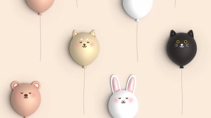 带有动物插图的气球背景 (3D)