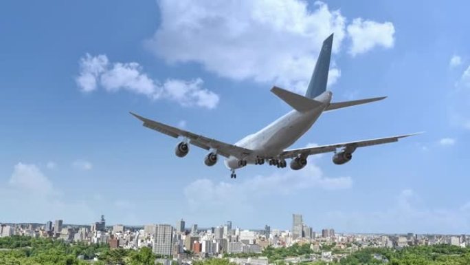 飞行和降落仙台日本的客机。飞机概念