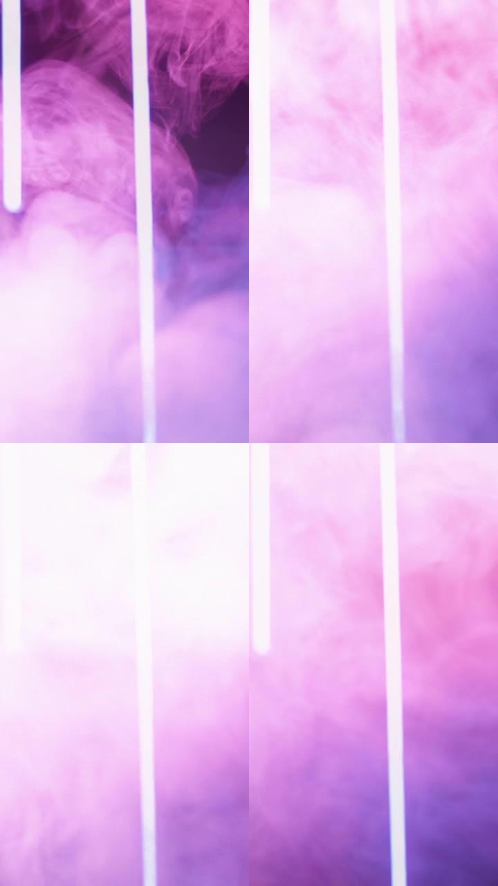 霓虹灯烟雾模糊浅粉色紫外线发光蒸汽