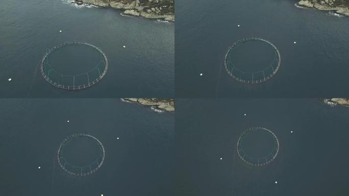 空中无人机视图: 挪威的养鱼业