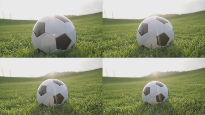 草地足球空镜足球精神逆光足球唯美概念视频