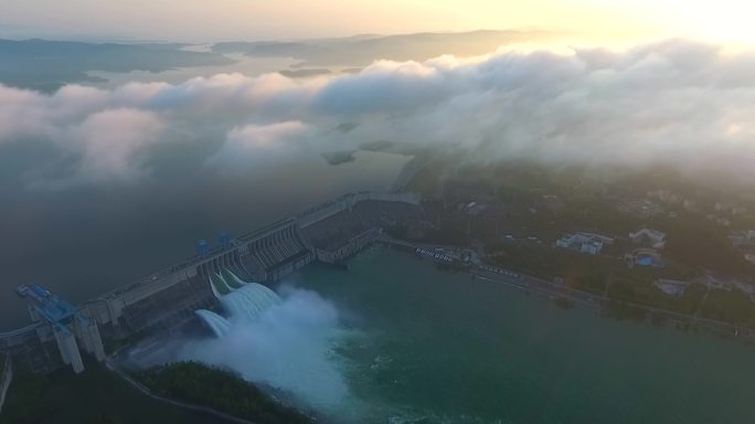 丹江口水库 大坝泄洪 水力发电