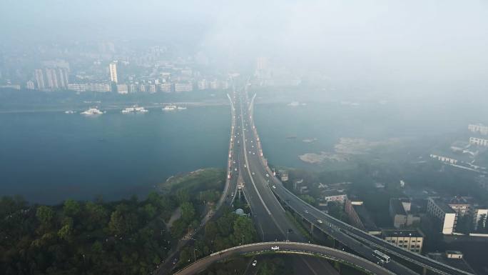 醉美泸州 国窖大桥 平流雾 4K