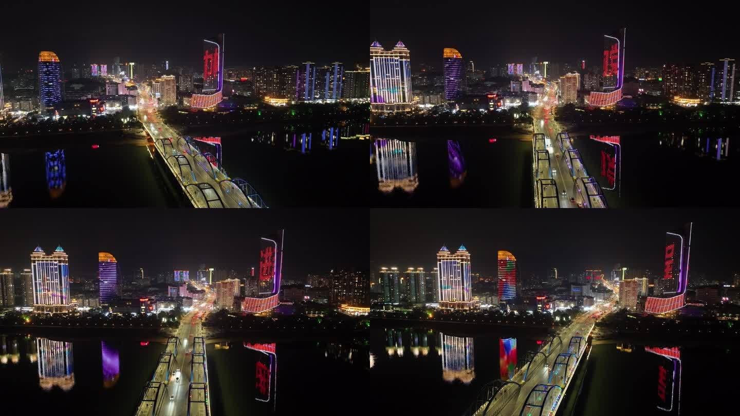 富春江大桥夜景航拍