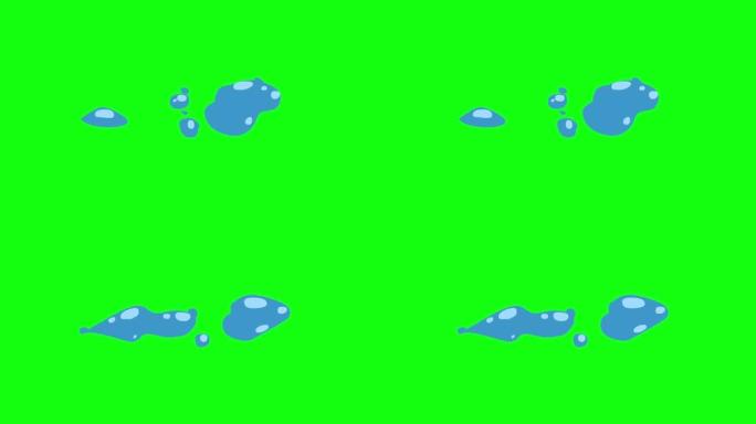 在绿色屏幕上手工绘制的循环水元素。4k质量