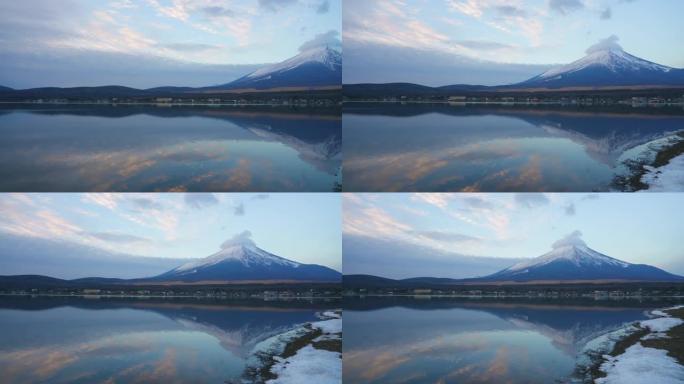 山中湖富士山的平移镜头