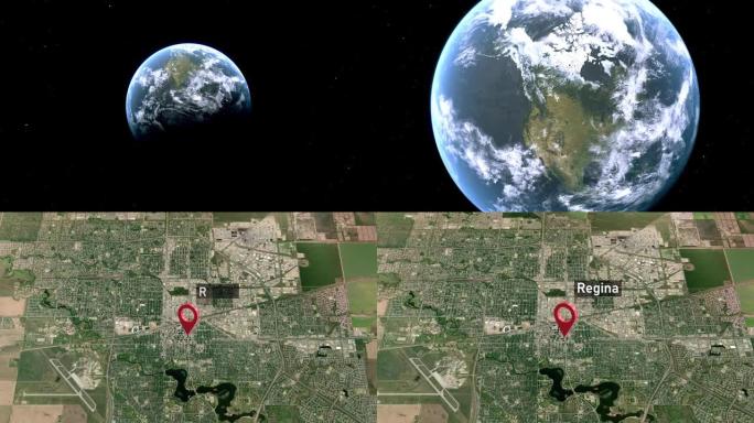 里贾纳市，从太空到地球，加拿大