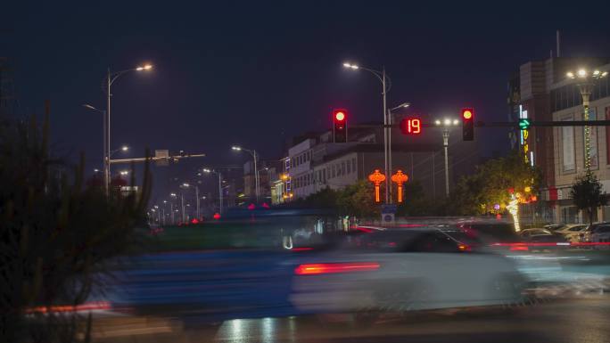 夜晚车流光线延时