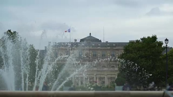 巴黎卢森堡宫通过喷泉，观光旅游，法国