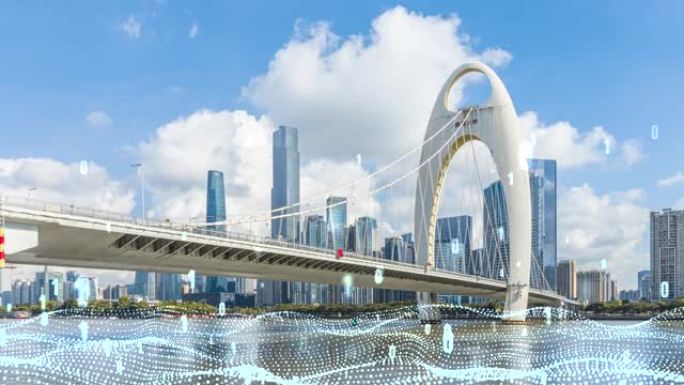 T/L HA广州天际线和科技大数据概念。中国广州