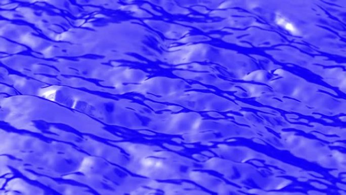 塑料材料的蓝色液体表面在风中膨胀