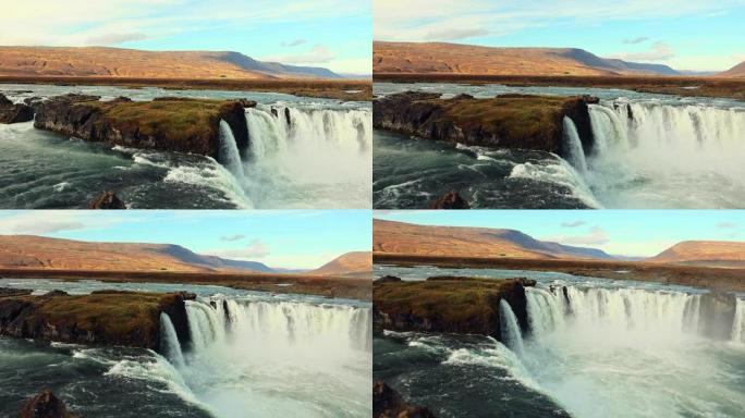 Godafoss瀑布位于该国主要环路沿线，距离冰岛第二大城市Akureyri约45分钟路程