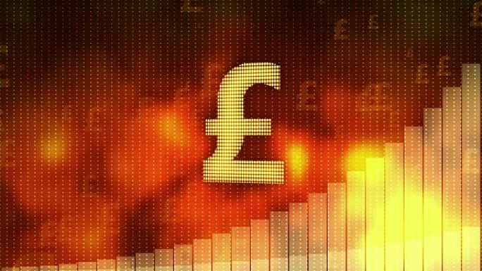 英镑在红色背景下上涨，货币升值，避免了金融危机