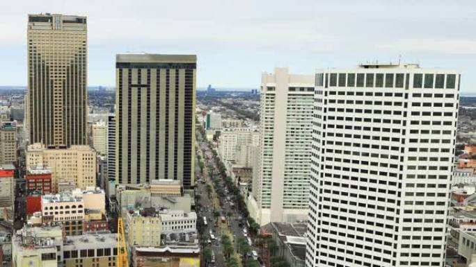 美国路易斯安那州新奥尔良市中心的空中超流视图