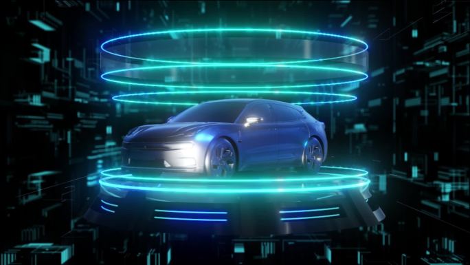 极氪新能源电动车全息科技光圈展示素材