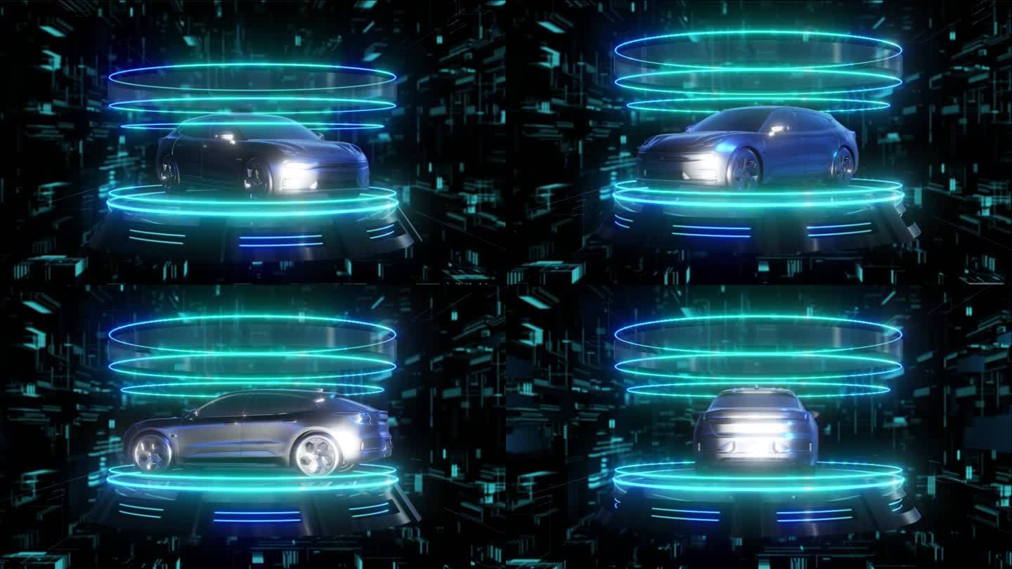 极氪新能源电动车全息科技光圈展示素材