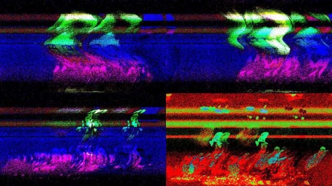 毛刺电视静态噪声失真信号问题错误视频损坏复古风格80s VHS测试图