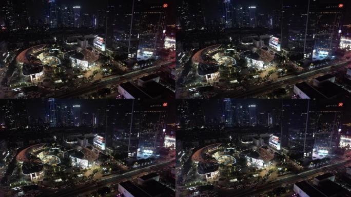 广州天河区夜间夜景灯火车流金融中心城市