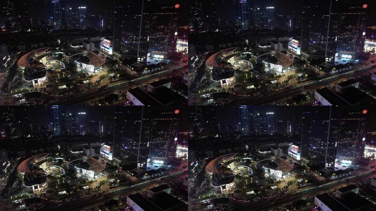 广州天河区夜间夜景灯火车流金融中心城市