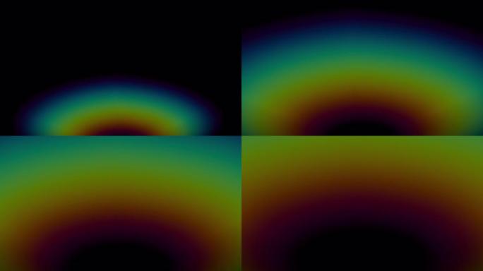 黑色，彩虹上抽象模糊的彩色bokeh亮点。4K